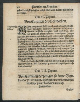 Das VI. Capittel. Von Curation der Schwachen.