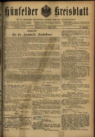 Ausgabe vom Samstag, den 16. Februar 1918.
