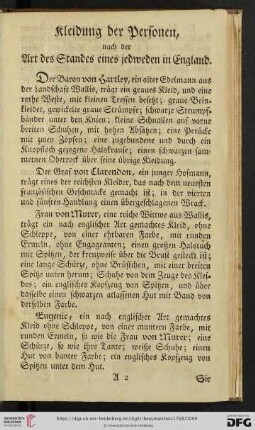 Kleidung und Personen nach der Art des Standes eines jedweden in England