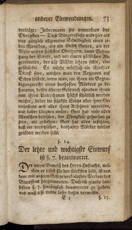 §. 14. Der letzte und wichtigste Einwurf ist §. 7. beantwortet.