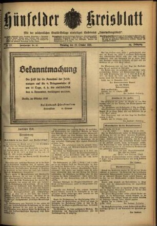 Ausgabe vom Dienstag, den 22. Oktober 1918.