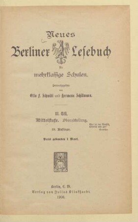 Teil 3, [Schülerband]: Mittelstufe, Oberabteilung, (3. Klasse der Berliner Gemeindeschule)