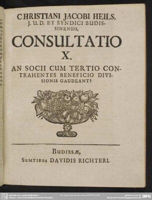 Consultatio X. An Socii Cum Tertio Contrahentes Beneficio Divisionis Gaudeant?
