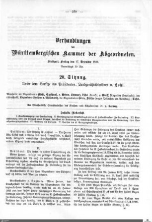20. Sitzung, Stuttgart, 17.12.1886