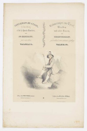 Mann mit Tirolerhut, Titelblatt der Folge "Souvenirs du Tyrol, du Vorarlberg et de la haute Bavière"