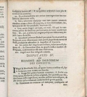 Disputatio IV. De Homine Ad Imaginem Dei Condito.