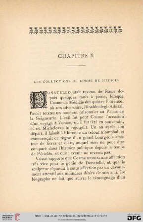 Chapitre X: Les collections de Cosme de Médicis