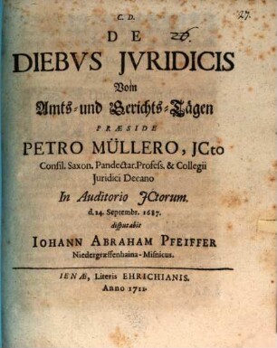 Disp. de diebus iuridicis