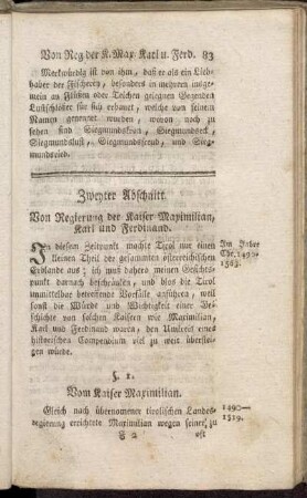 Zweyter Abschnitt. Von Regierung der Kaiser Maximilian, Karl und Ferdinand.