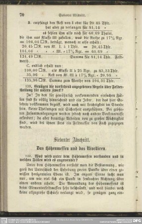 Siebenter Abschnitt. Das Höhenmessen und das Nivelliren