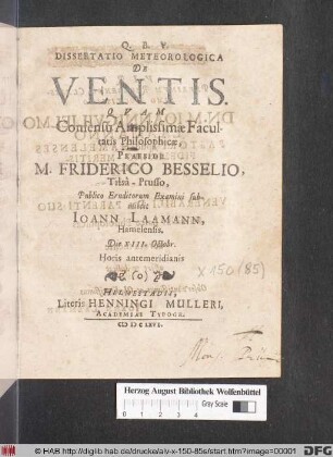 Dissertatio Meteorologica De Ventis
