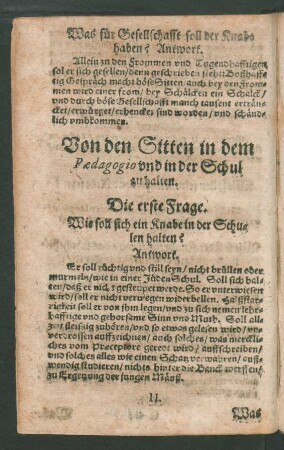 Von den Sitten in dem Paedagogio und in der Schul zu halten.