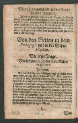 Von den Sitten in dem Paedagogio und in der Schul zu halten.