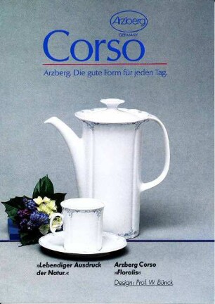 Produktprospekt "Arzberg Corso" mit Dekor "Floralis"