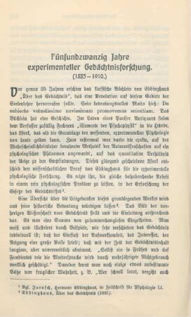 506-520 Fünfundzwanzig Jahre experimenteller Gedächtnisforschung (1885-1910)