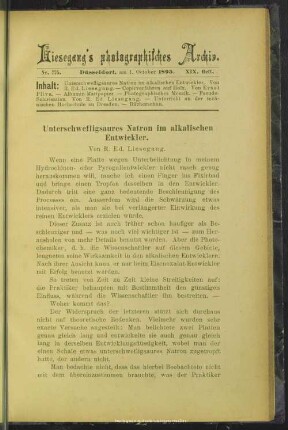 Unterschwefligsaures Natron im alkalischen Entwickler