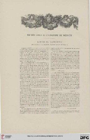 19: Michel-Ange & Catherine de Médicis : Lettre de Catherine