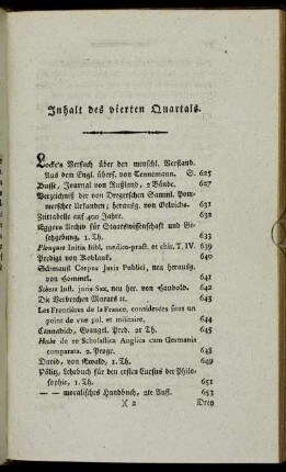 Inhalt des vierten Quartals.