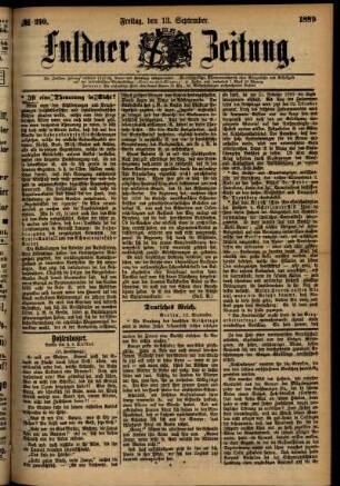 Ausgabe vom Freitag, den 13. September 1889.