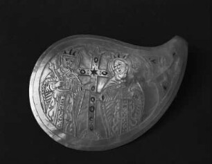 Perlmutt-Relief (mit Kaiser Konstantin und Kaiserin Helena?)