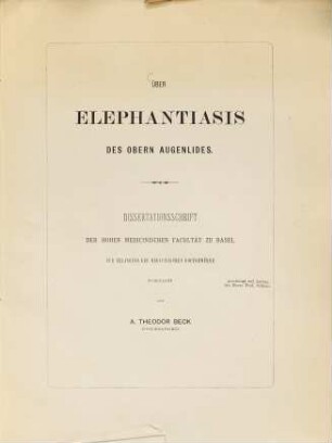 Über Elephantiasis des obern Augenlides : Dissertationsschrift