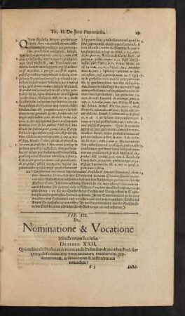 Tit. III. De Nominatione & Vocatione Ministrorum Ecclesiae.