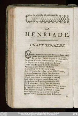 La Henriade. Chant Troisieme.