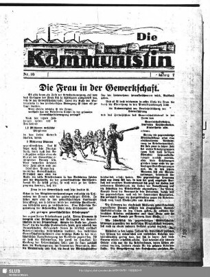 Die Kommunistin : Organ der Kommunistischen Partei Deutschlands (Sektion der Kommunistischen Internationale)