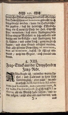 §. XIII. Frag-Stuck aus der Dreyzehenden Fang-Rede.