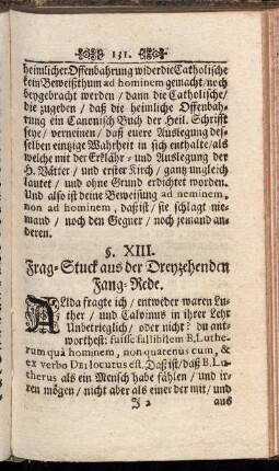 §. XIII. Frag-Stuck aus der Dreyzehenden Fang-Rede.