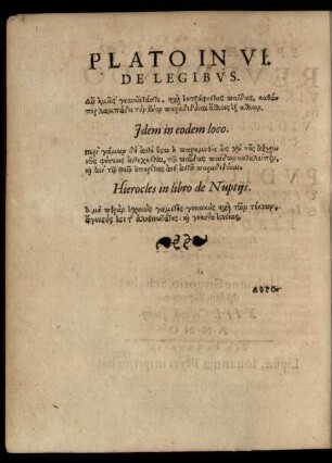 Plato In VI. De Legibus.