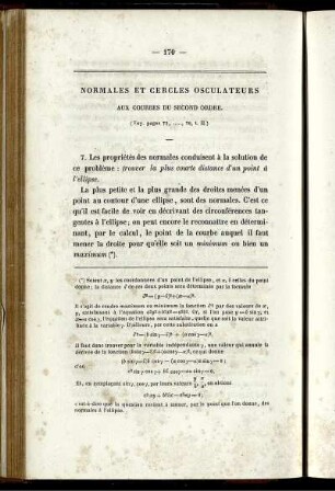 Normales et cercles osculateurs.