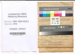 Entnazifizierung Johann Lenssen , geb. 07.07.1913 (Metzger)