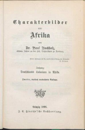 VII. Charakterbilder aus Afrika.