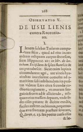 Observatio V. De Usu Lienis contra Recentiores.