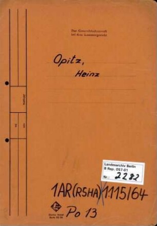 Personenheft Heinz Opitz (*15.03.1914), Amtsgehilfe