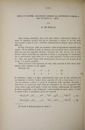 Sopra un sistema omaloidico formato da superficie d'ordine ... .