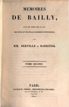 Mémoires de Bailly, Tome Second