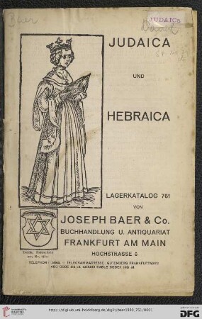 Nr. 761: Lagerkatalog / Josef Baer & Co., Frankfurt a.M.: Judaica und Hebraica