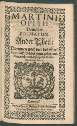 2: Martin Opitzen Deutsche Poemata