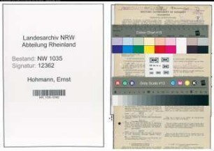 Entnazifizierung Ernst Hohmann , geb. 11.08.1902 (Steiger)
