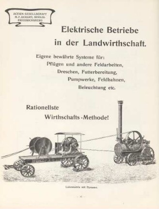Elektrische Betriebe in der Landwirthschaft