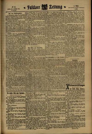 Zweite Ausgabe vom Freitag, den 03. Februar 1911.