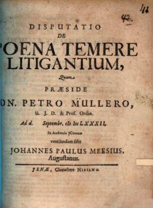 Disp. de poena temere litigantium