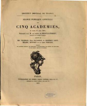 Séance publique annuelle des cinq académies, 1857