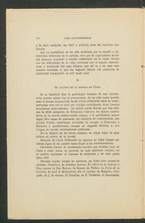 II - El cultivo de la novela en Cuba.