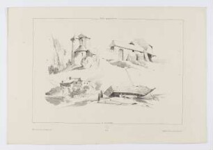 Häuser, Schloss und Boot, Blatt 3 der Folge "Landschaftsstudien"