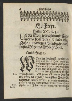 Leichtext. Psalm XC. v.11.