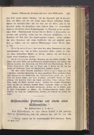 Missionarische Probleme auf einem alten Missionsfelde