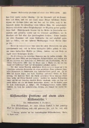 Missionarische Probleme auf einem alten Missionsfelde